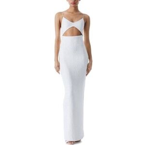 NWT ALICE + OLIVIA VALLI CUT OUT CAMI DRESS IN OFF WHITE sequin - Size 4